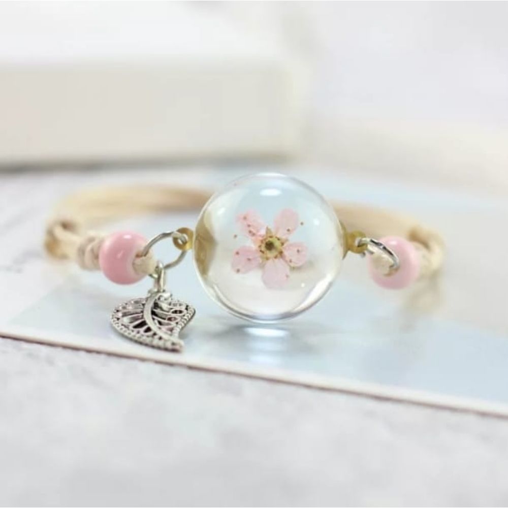 Glass Ball Dried Dandelion Bracelets Ceramic  Hand